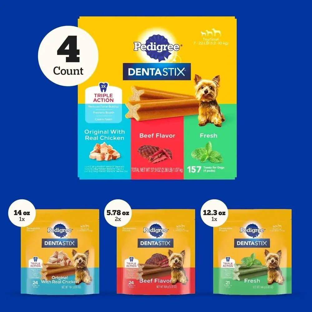 Pedigree Dentastix Small and Toy Breed Dog Treats, 2.36 lb. Variety Pack